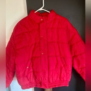 Vintage 80s/90s Red Puffer Bomber Jacket Size L